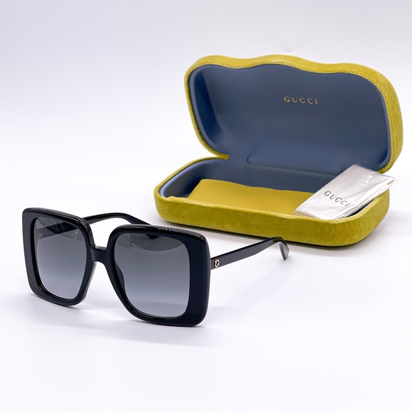 NEW GUCCI GG1314S 001 WOMEN’S BLACK SQUARE FRAME SUNGLASSES GUCCI - Picture 1 of 14